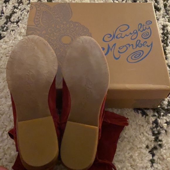 Brand New In Box Naughty Monkey Red Suede Boots - Picture 10 of 13
